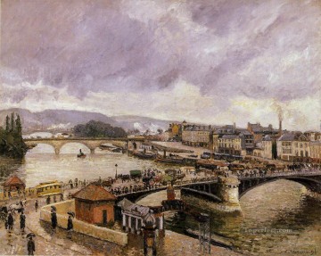 El pont boieldieu Rouen efecto lluvia 1896 Camille Pissarro parisino Pinturas al óleo